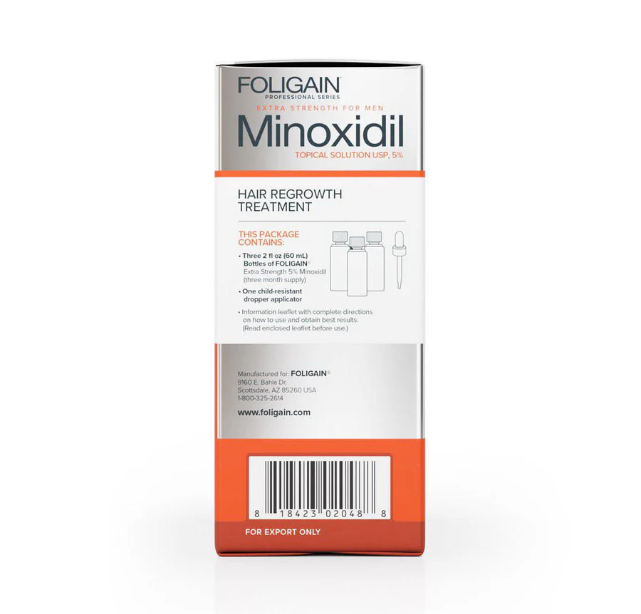 Foligain Apteczny MINOXIDIL 5% / 3x60ml blokada łysienia dla mężczyzn
